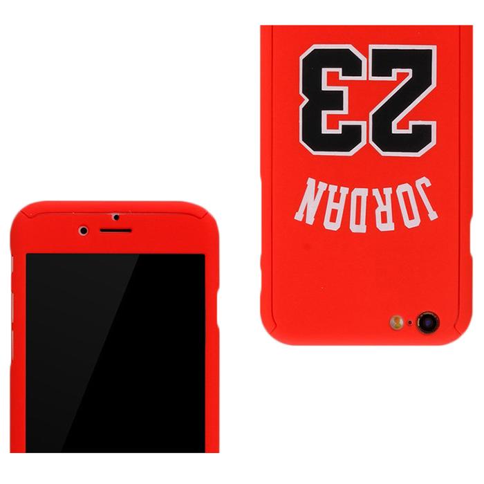 Custodia total protection iPhone 7-Michael Jordan + Pellicola Vetro-Rosso