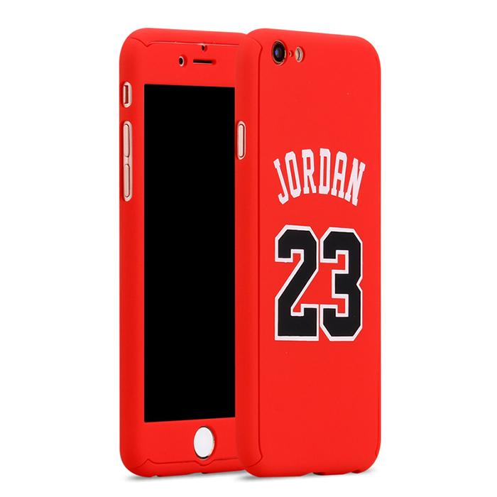 Custodia total protection iPhone 7 Plus-Michael Jordan + Pellicola Vetro-Rosso