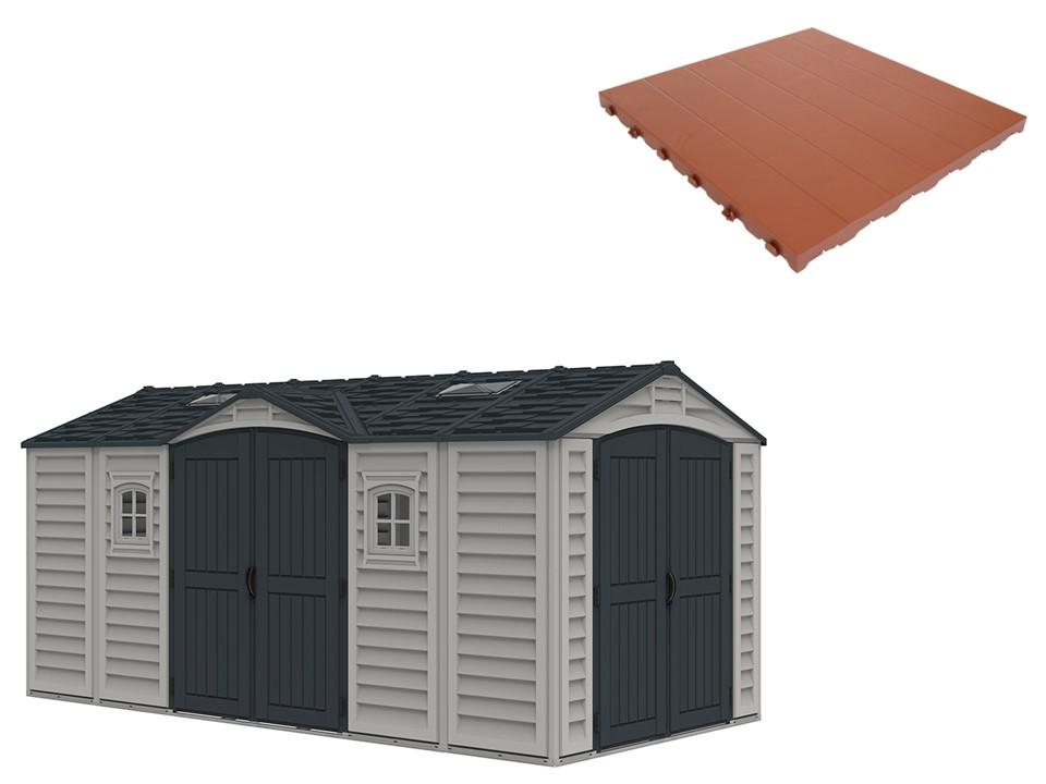 Pavimento per Casetta Box da Giardino 476x246x235 cm in Plastica Terracotta