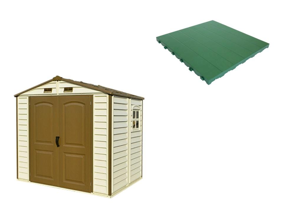 Pavimento per Casetta Box da Giardino 245x161x233 cm in Plastica Verde