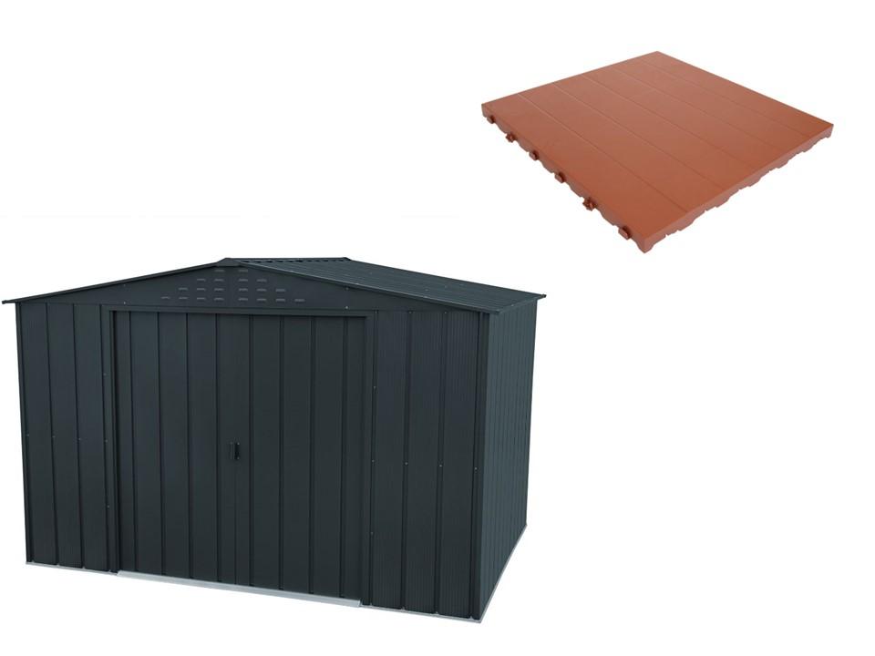 Pavimento per Casetta Box da Giardino 322x233x209 cm in Plastica Terracotta