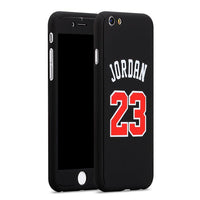 Custodia total protection iPhone 7 Plus-Michael Jordan + Pellicola Vetro-Nero