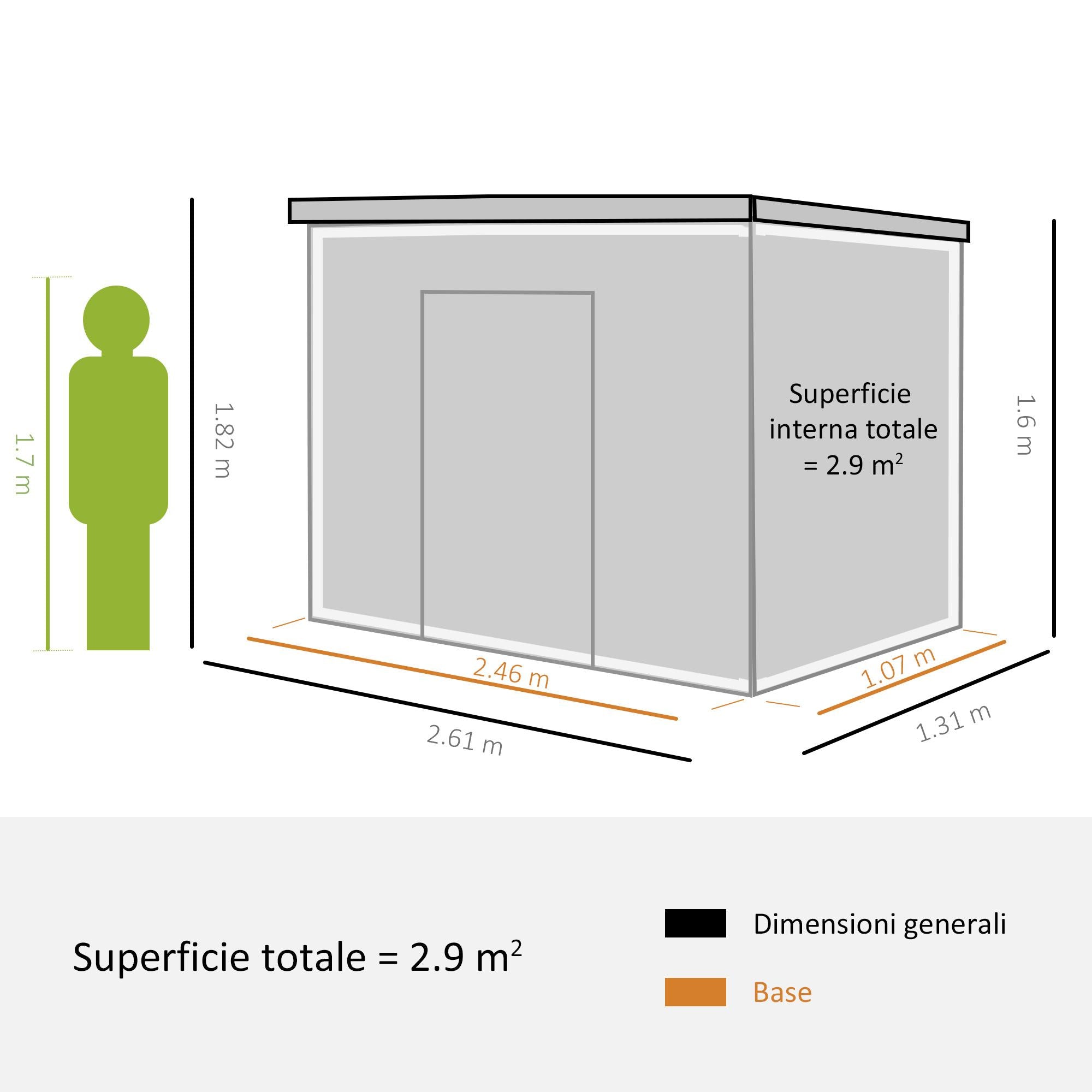 Casetta Box da Giardino 255x133x182 cm in Acciaio Verde