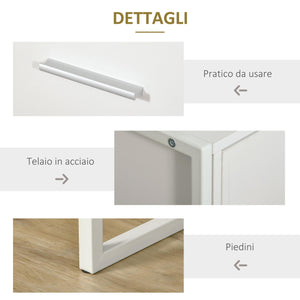 Set 2 Comodini 1 Cassetto 1 Ripiano 45x40x60 cm in Acciaio e Truciolato Bianco