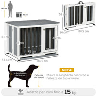 Gabbia Pieghevole per Cani Max 15 Kg 84,5x51,4x61 cm in Legno Bianco e Grigio