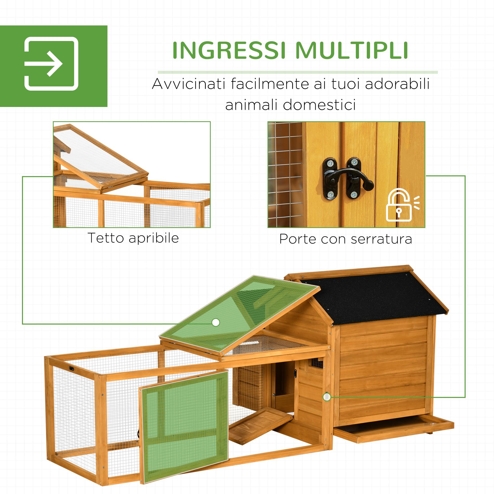 Pollaio Gabbia per Galline da Giardino 180x92x78 cm in Legno Giallo