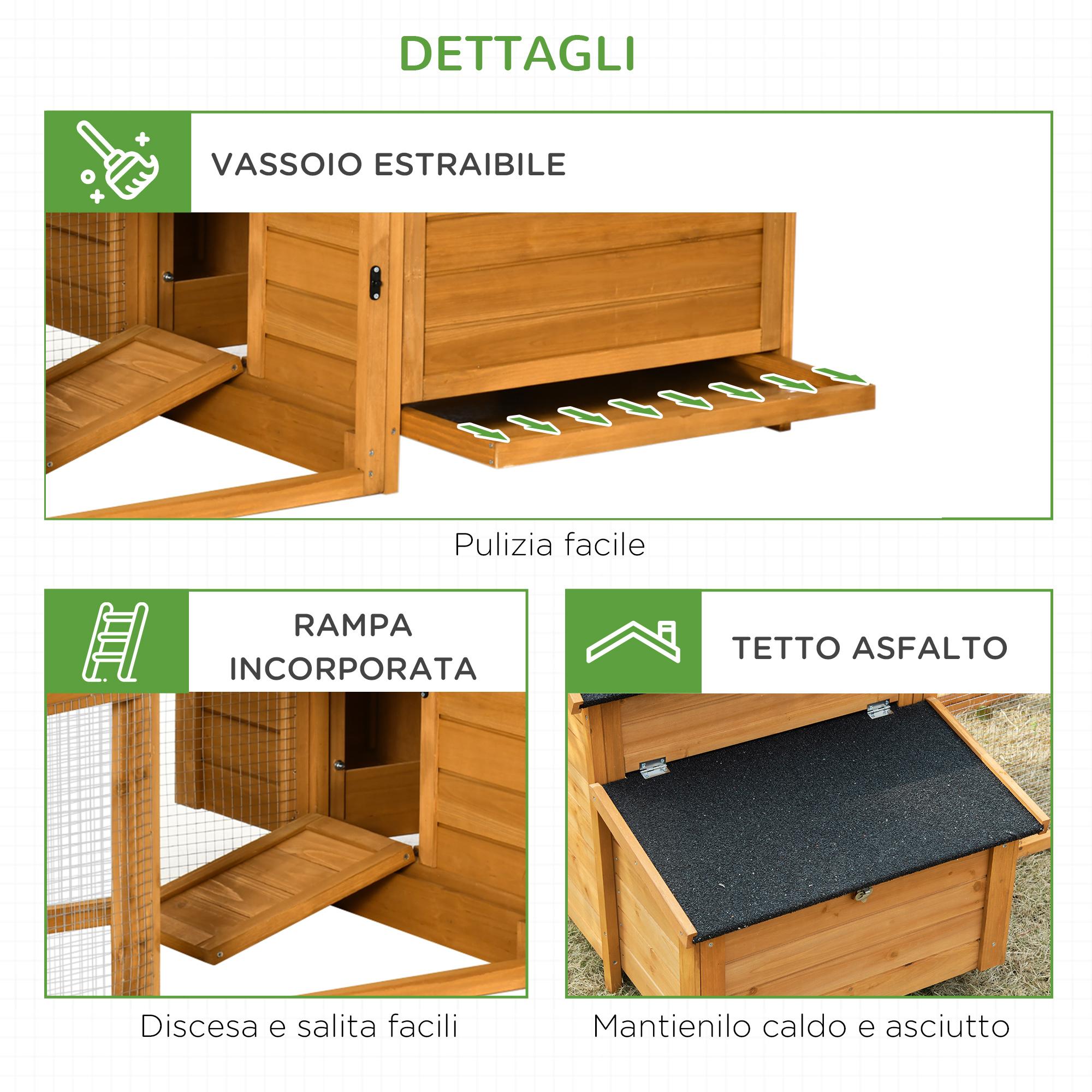 Pollaio Gabbia per Galline da Giardino 180x92x78 cm in Legno Giallo