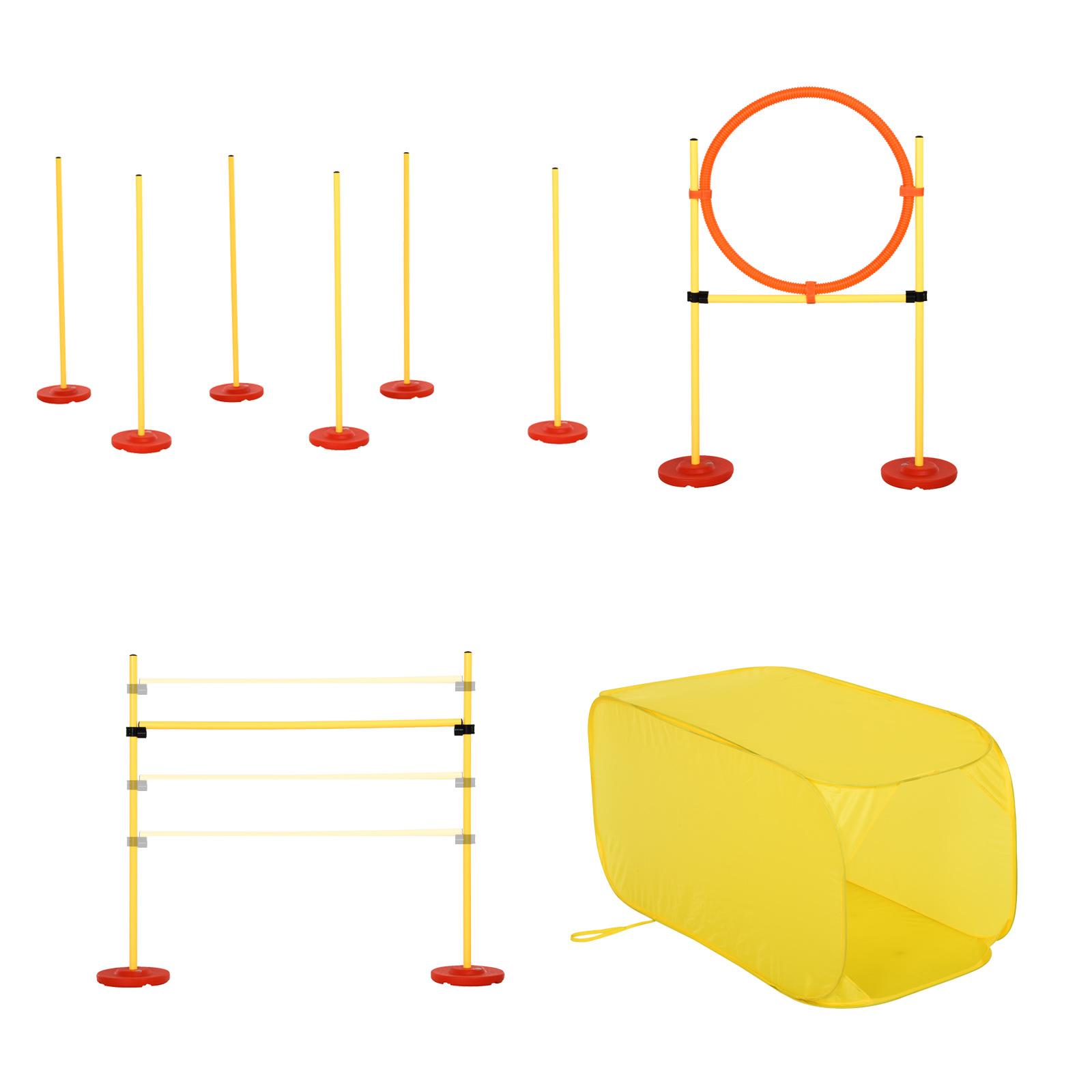 Set Addestramento Cani da Esterno con Ostacoli Slalom e Tunnel