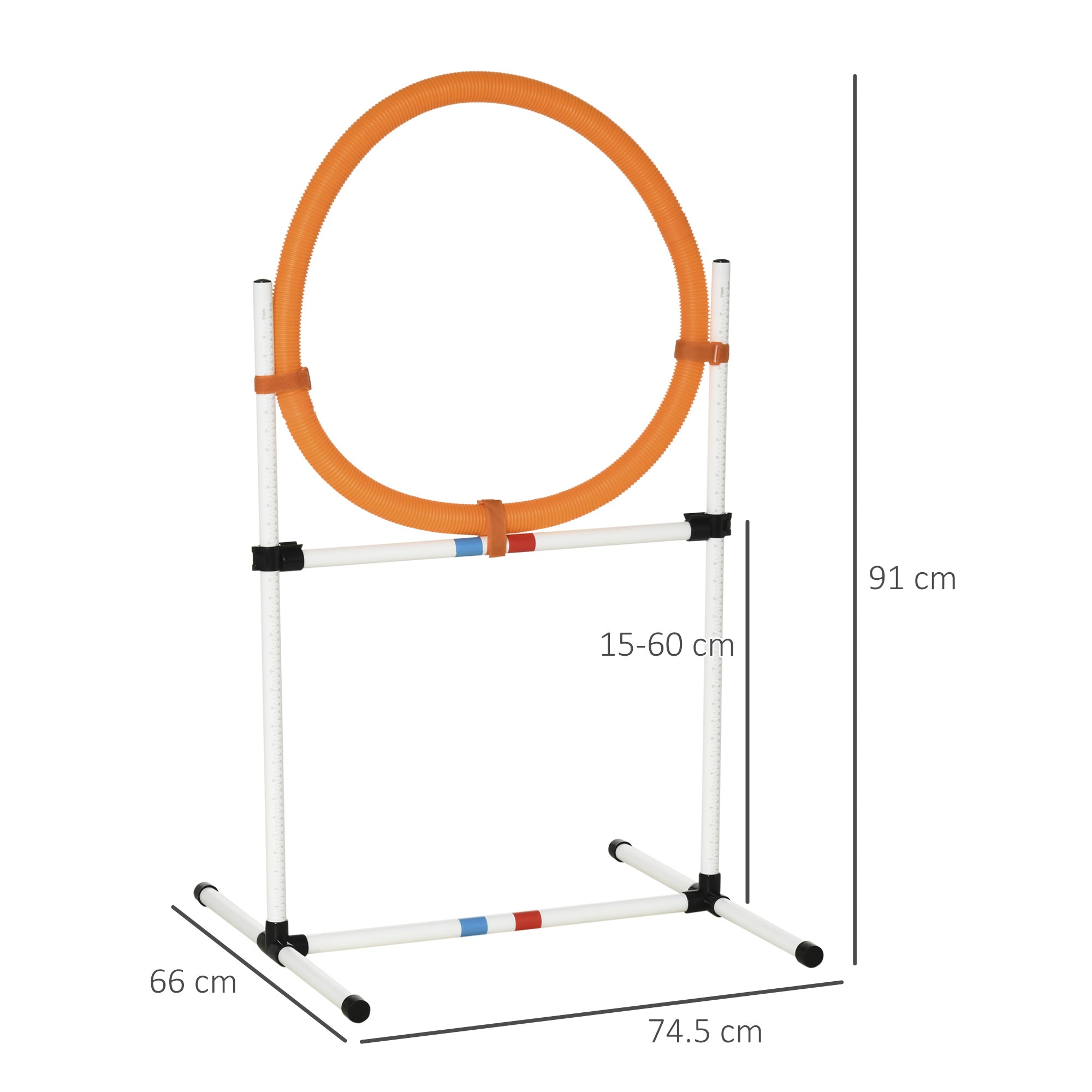 Set Agility Dog Portatile 74,5x66x91 cm con Anello e Sbarra Bianco e Arancione