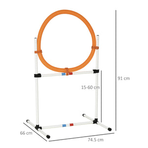 Set Agility Dog Portatile 74,5x66x91 cm con Anello e Sbarra Bianco e Arancione