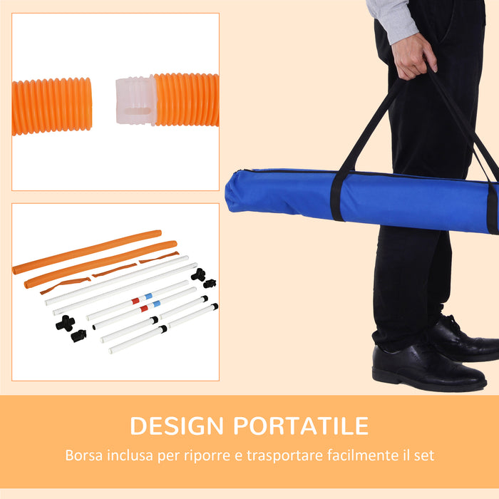 Set Agility Dog Portatile 74,5x66x91 cm con Anello e Sbarra Bianco e Arancione