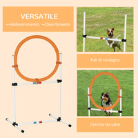 Set Agility Dog Portatile 74,5x66x91 cm con Anello e Sbarra Bianco e Arancione