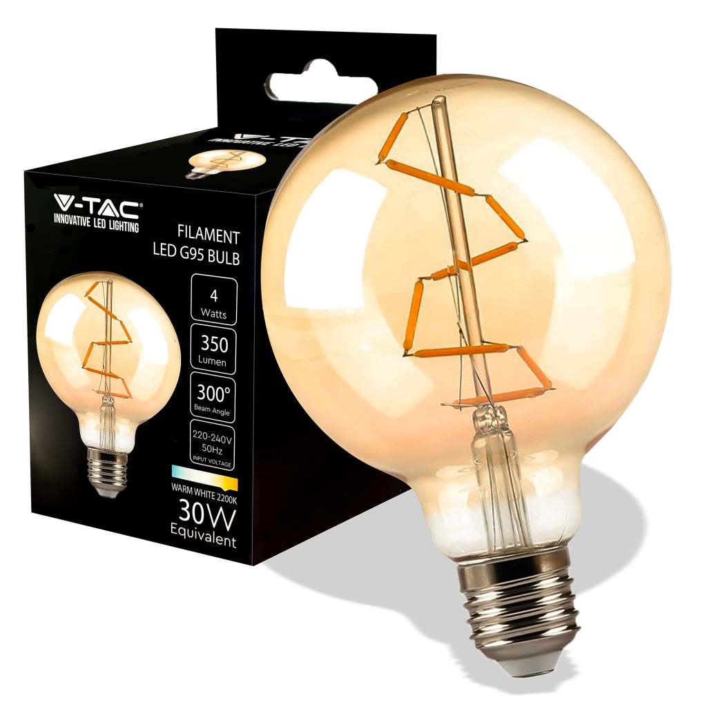 4W G95 Bulbo a LED Bulb Amber Glass 2200K E27