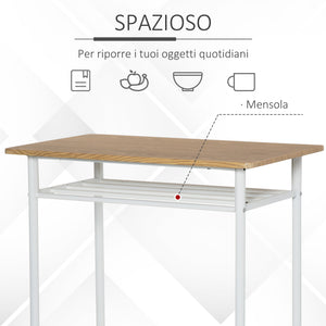 Set Tavolo Alto 80x50x90 cm e 2 Sgabelli Bianco