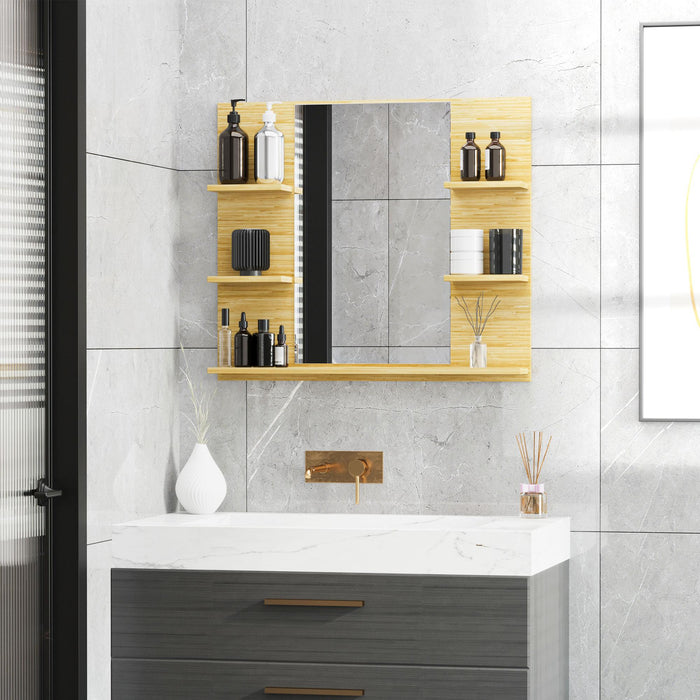 Pensile da Bagno con Specchio 80x12,5x70 cm 5 Ripiani in MDF