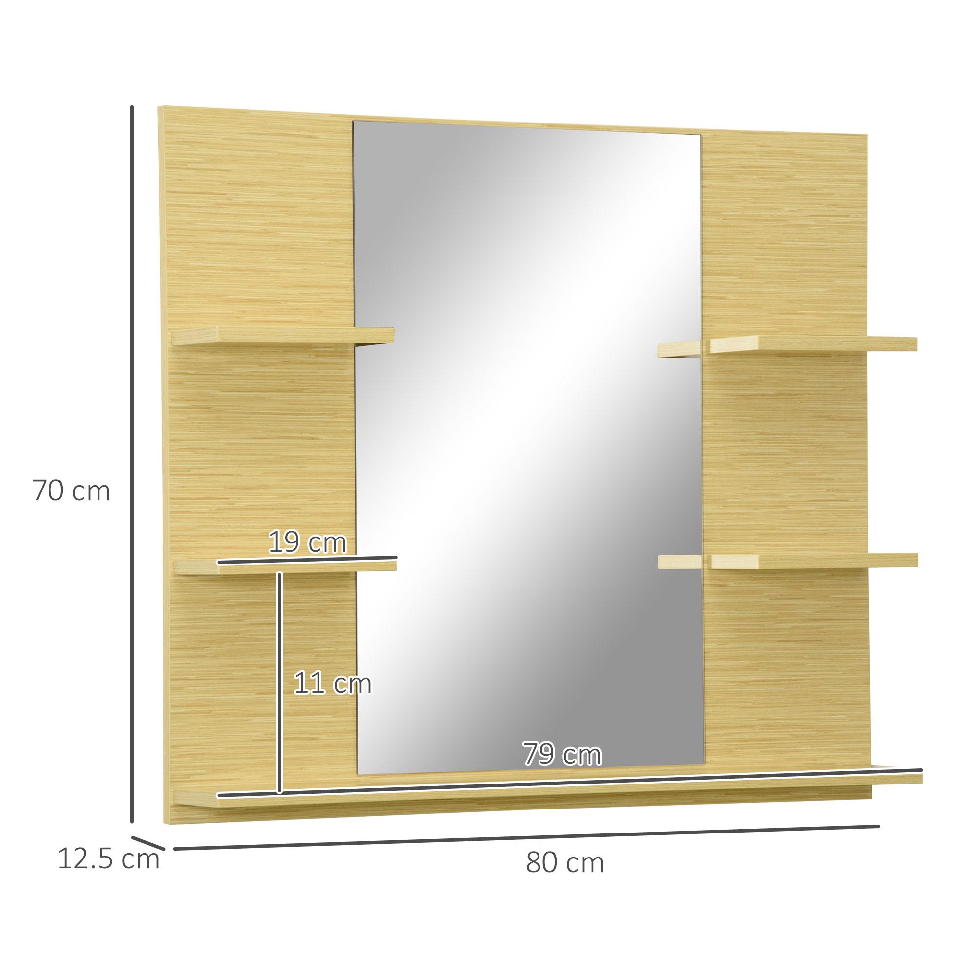 Pensile da Bagno con Specchio 80x12,5x70 cm 5 Ripiani in MDF