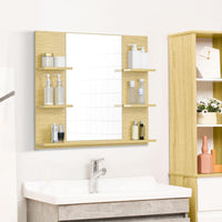 Pensile da Bagno con Specchio 80x12,5x70 cm 5 Ripiani in MDF