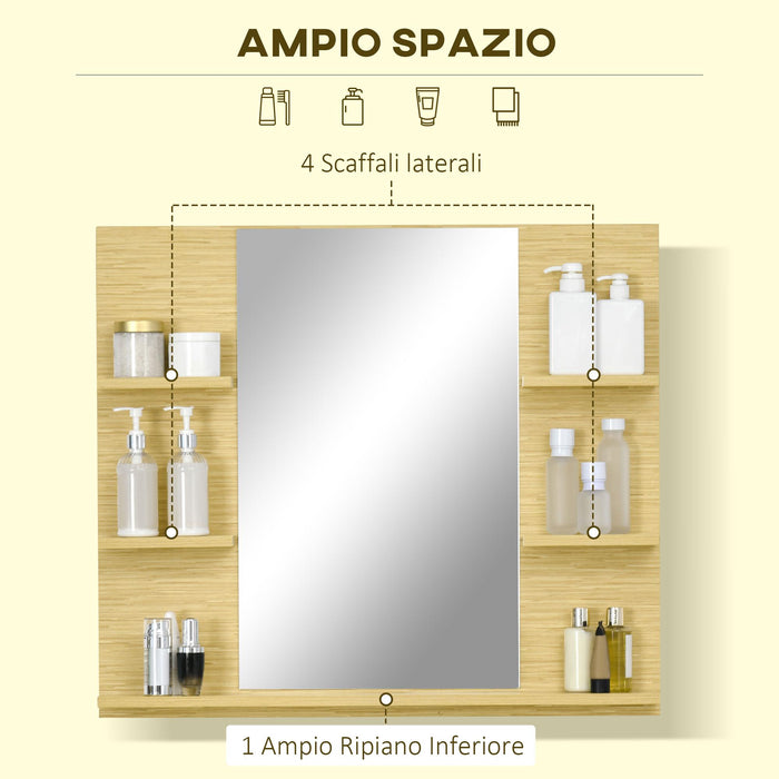 Pensile da Bagno con Specchio 80x12,5x70 cm 5 Ripiani in MDF