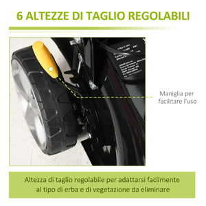 Tagliaerba a Batteria 800W Taglio 25-75 mm Sacco 45L Nero