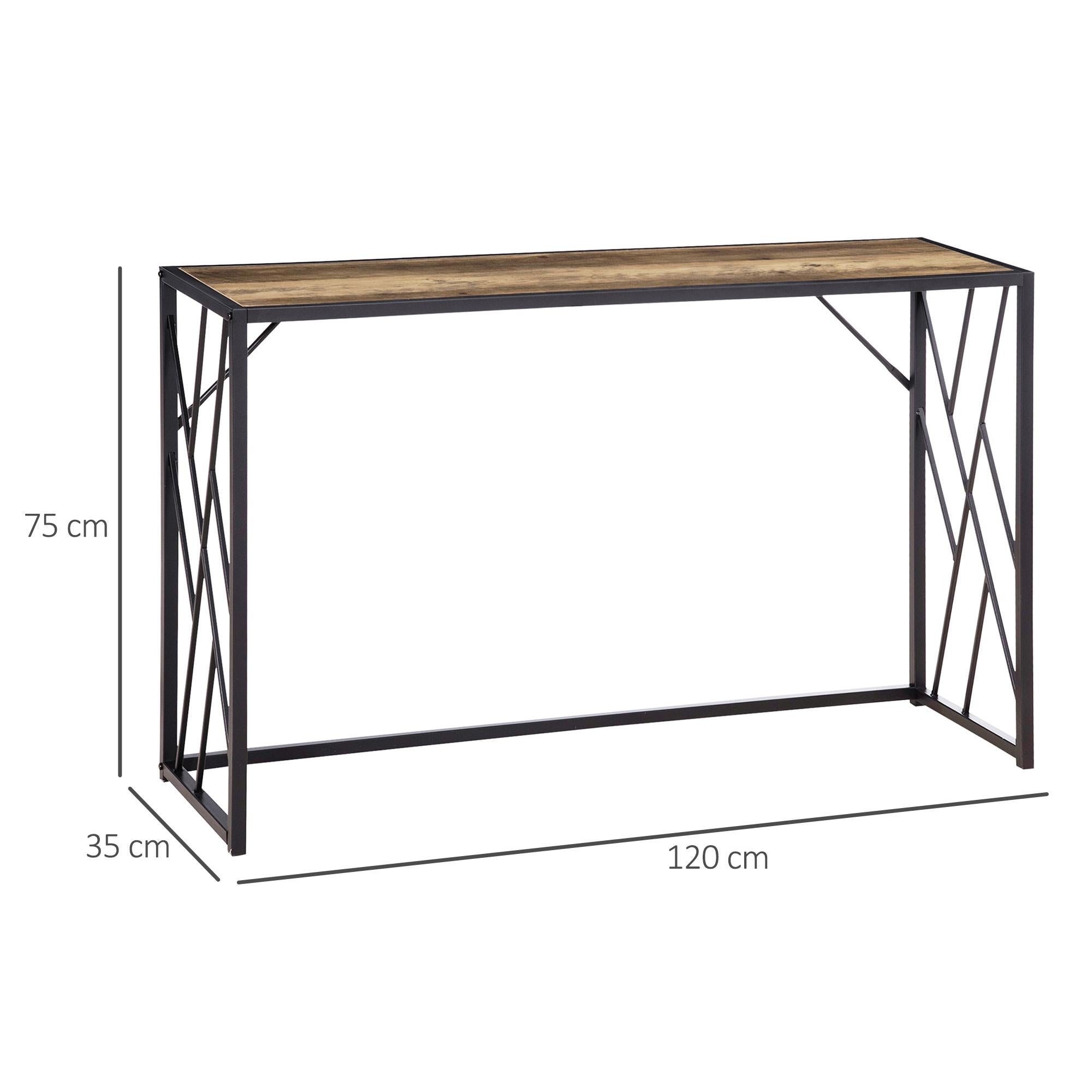 Consolle Fissa 120x35x75 cm in Metallo e Legno Marrone