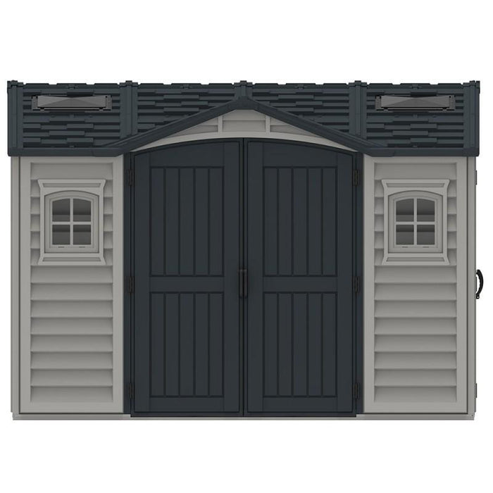 Casetta Box Da Giardino 326x240x235 cm in PVC Grigio/Grigio Scuro