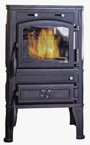 Stufa a Legna in Ghisa 12,5 kW 54x49,3x94,6 cm Lava Nera