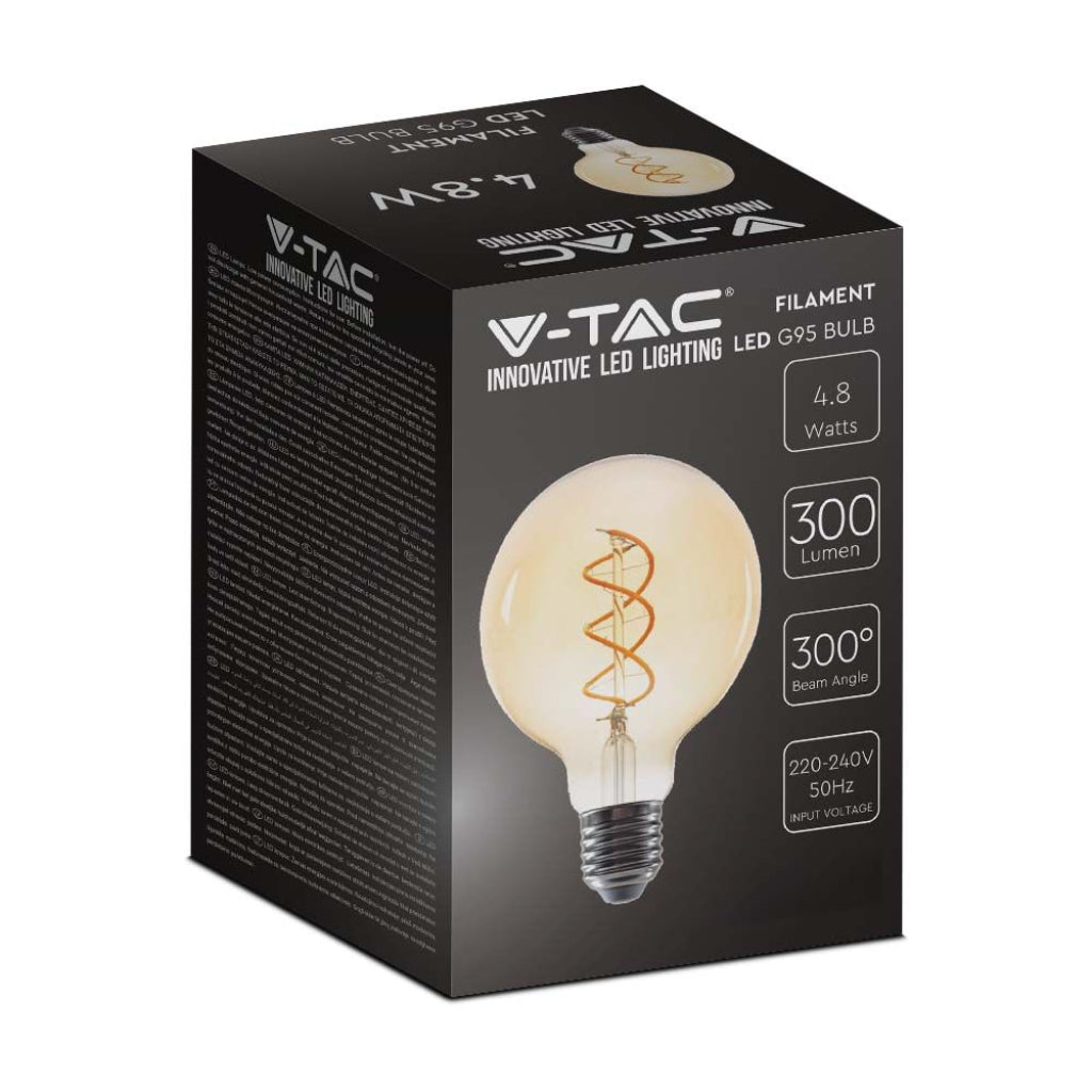 5W G95 Filamento Bulb 1800k Amber Glass