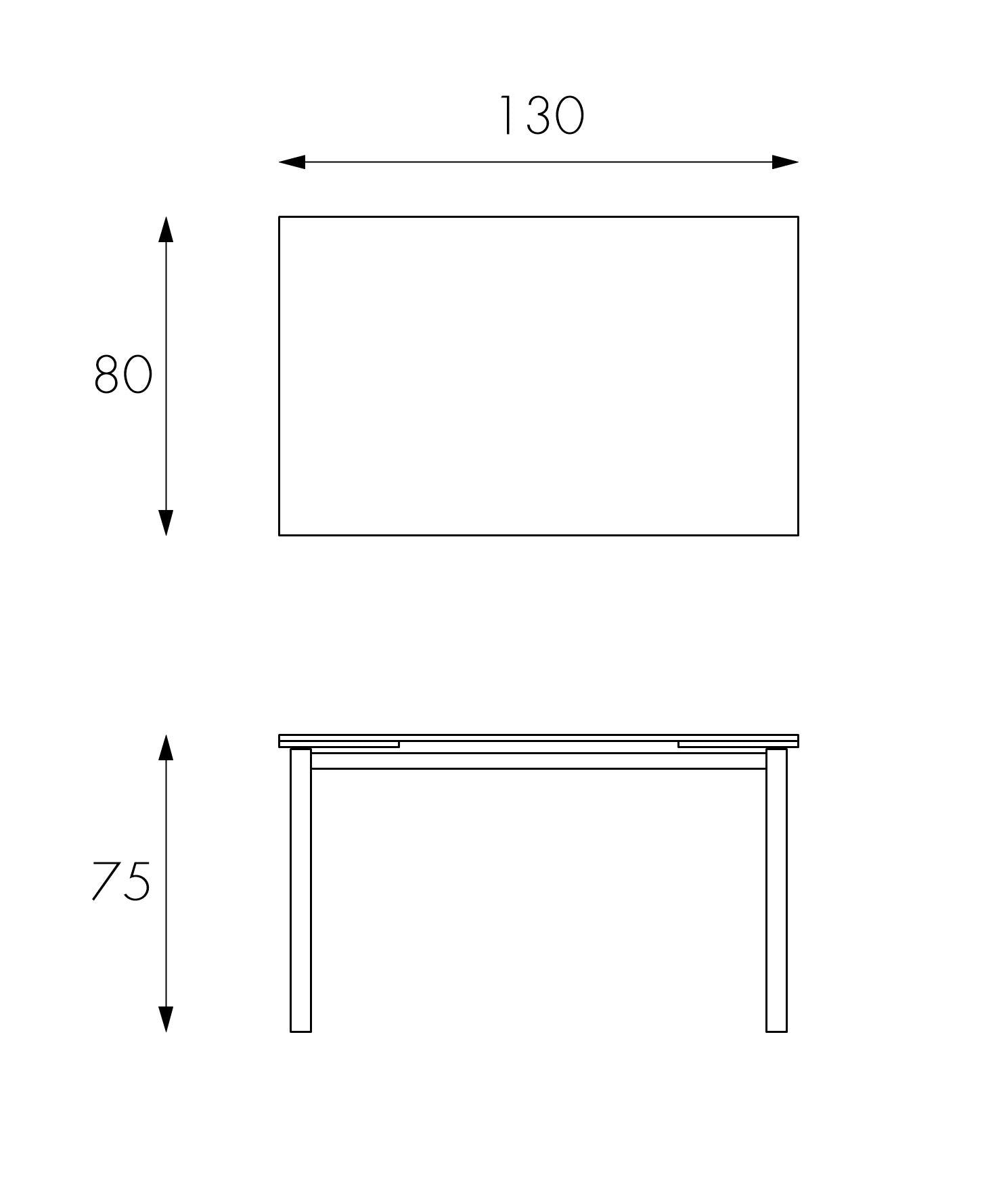 Tavolo Allungabile 130/200x80x75 cm in Metallo con Top in Vetro Bianco