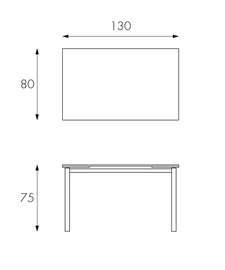 Tavolo Allungabile 130/200x80x75 cm in Metallo con Top in Vetro Bianco