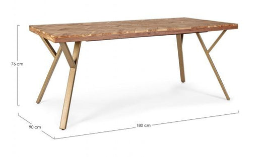 Tavolo da Pranzo 180x90x76 cm in Acciaio e Legno