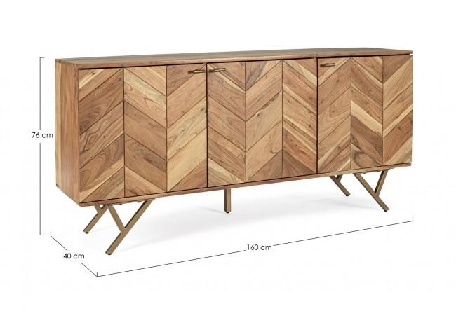 Credenza 3 Ante 160x40x76 cm in Legno Marrone