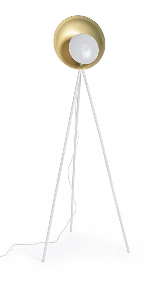 Lampada da Terra Piantana 87x56x155 cm E27 con Treppiede Bianco e Oro