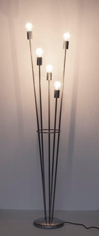 Lampada da Terra Piantana 34x30x155 cm 5 Luci E27 in Acciaio Argento