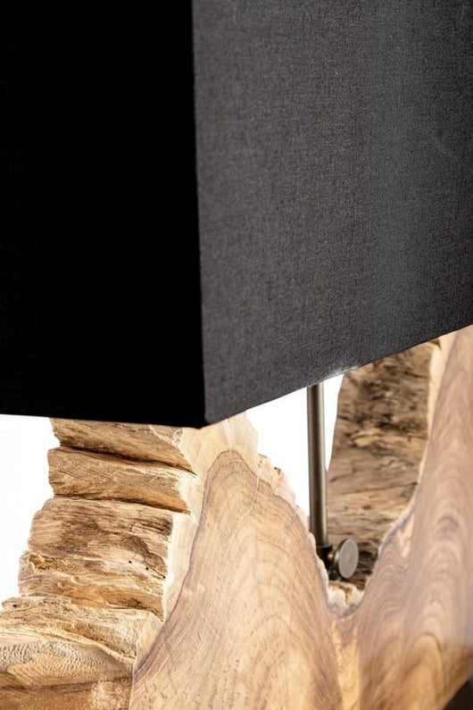 Lampada da Tavolo 60x20x55 cm E27 in Legno Pralume in Cotone Nero