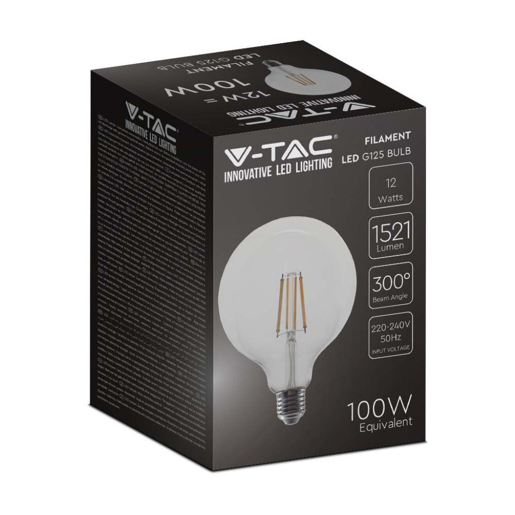 12,5 W G125 Coperchio di pulizia del filamento a LED con 3000K E27