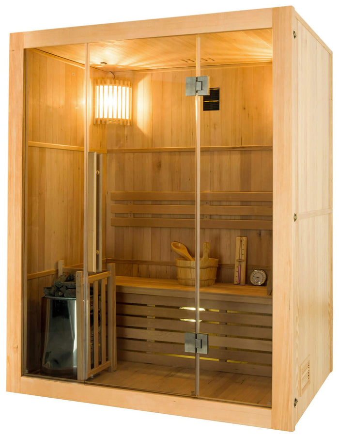 Sauna Finlandese ad Infrarossi 3 Posti 153x110 cm H190 in Legno di Abete Sense 3