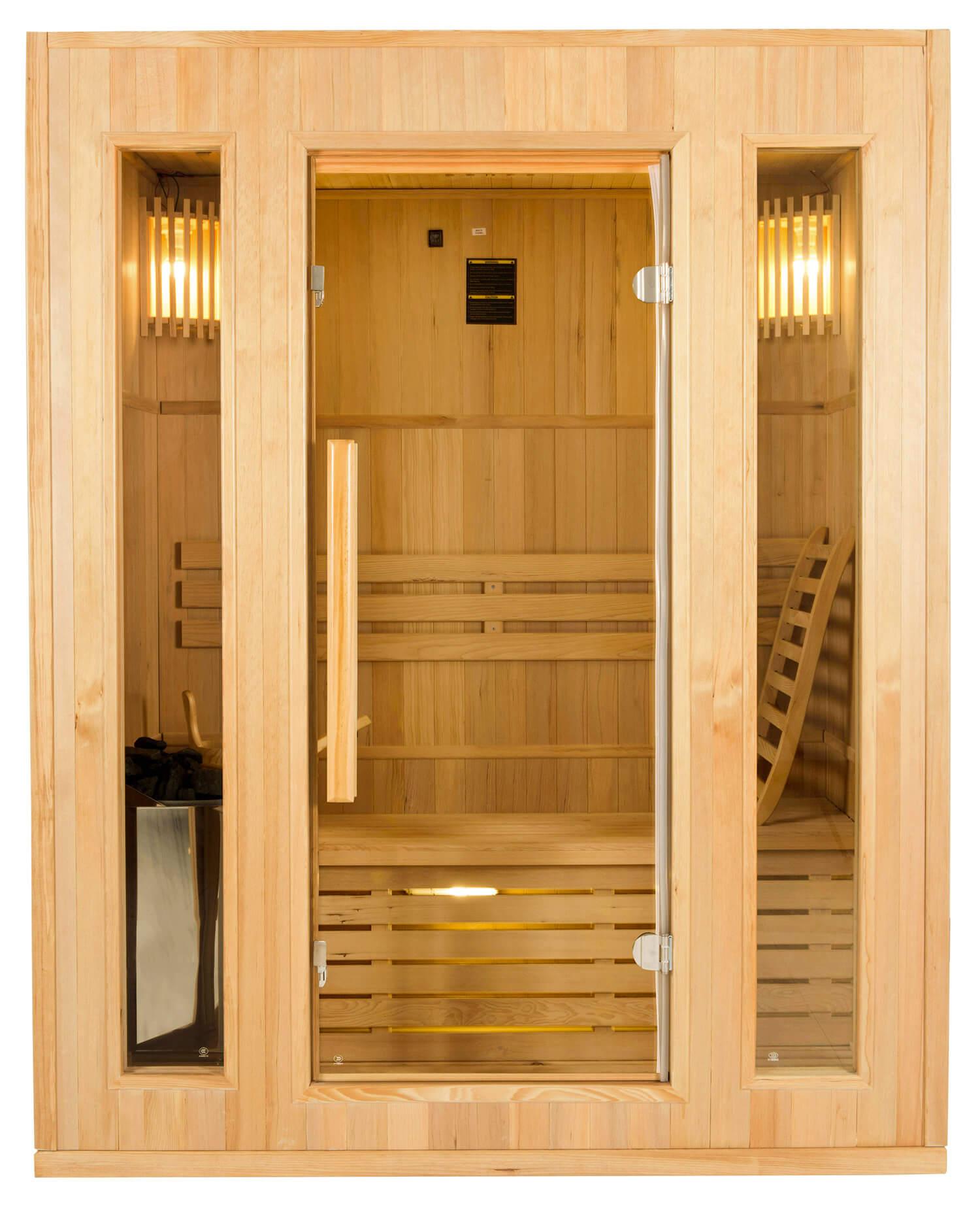 Sauna Finlandese ad Infrarossi 3 Posti 153x110 cm H190 in Legno di Abete Zen 3