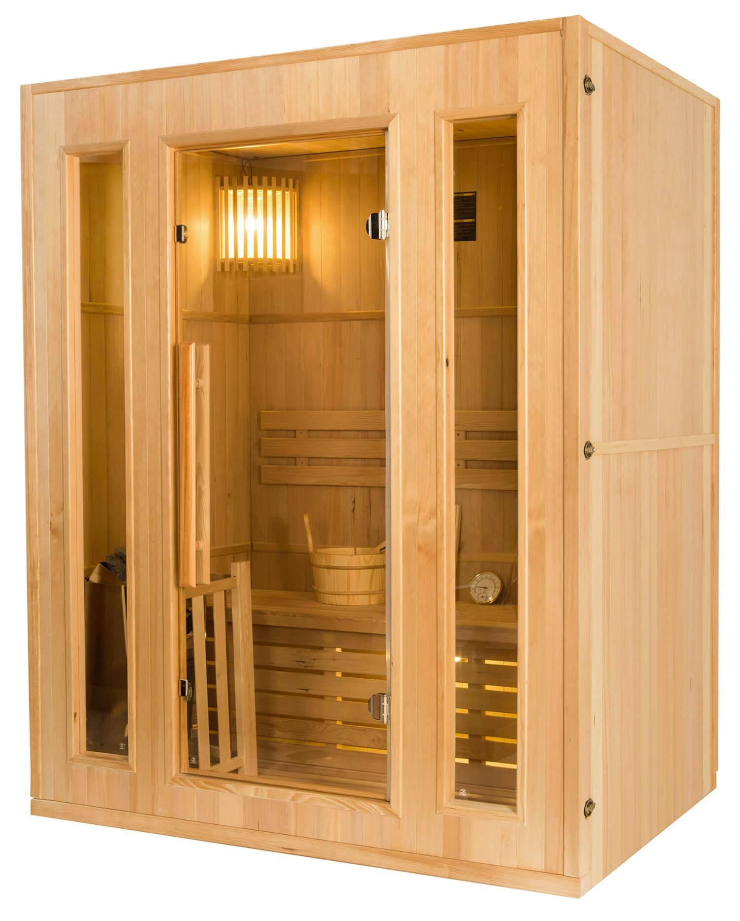 Sauna Finlandese ad Infrarossi 3 Posti 153x110 cm H190 in Legno di Abete Zen 3