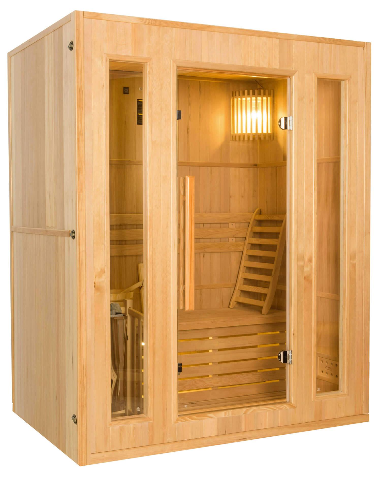 Sauna Finlandese ad Infrarossi 3 Posti 153x110 cm H190 in Legno di Abete Zen 3