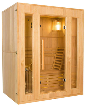 Sauna Finlandese ad Infrarossi 3 Posti 153x110 cm H190 in Legno di Abete Zen 3