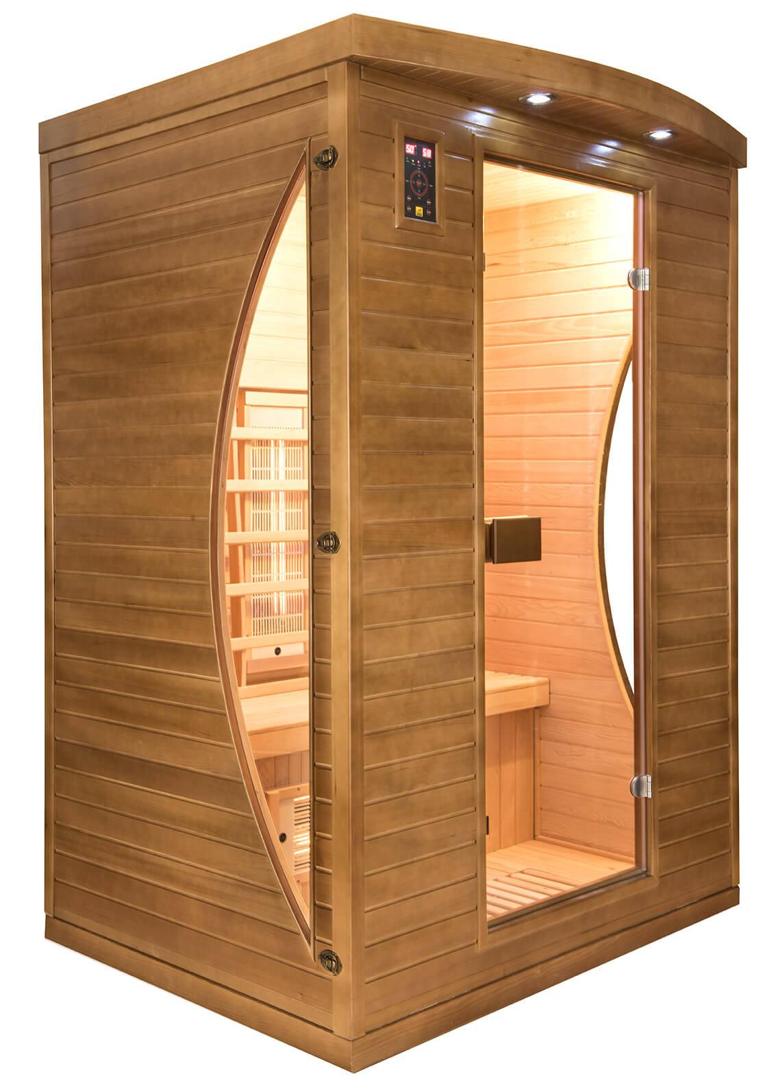 Sauna Finlandese ad Infrarossi 2 Posti 140x110 cm H200 in Legno di Abete Spectra 03R