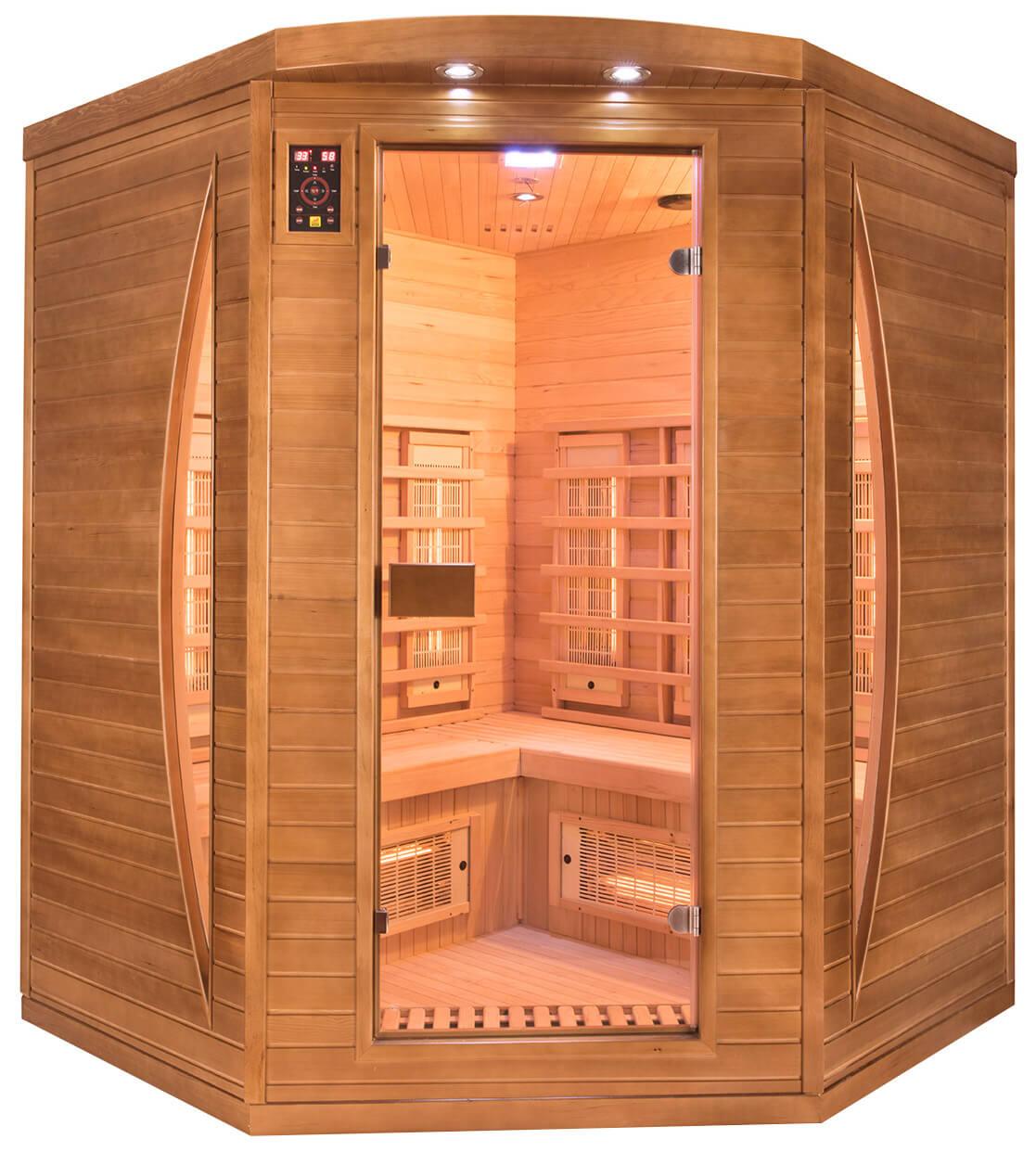 Sauna Finlandese ad Infrarossi 3 Posti 160x160 cm H200 in Legno di Abete Spectra 04C