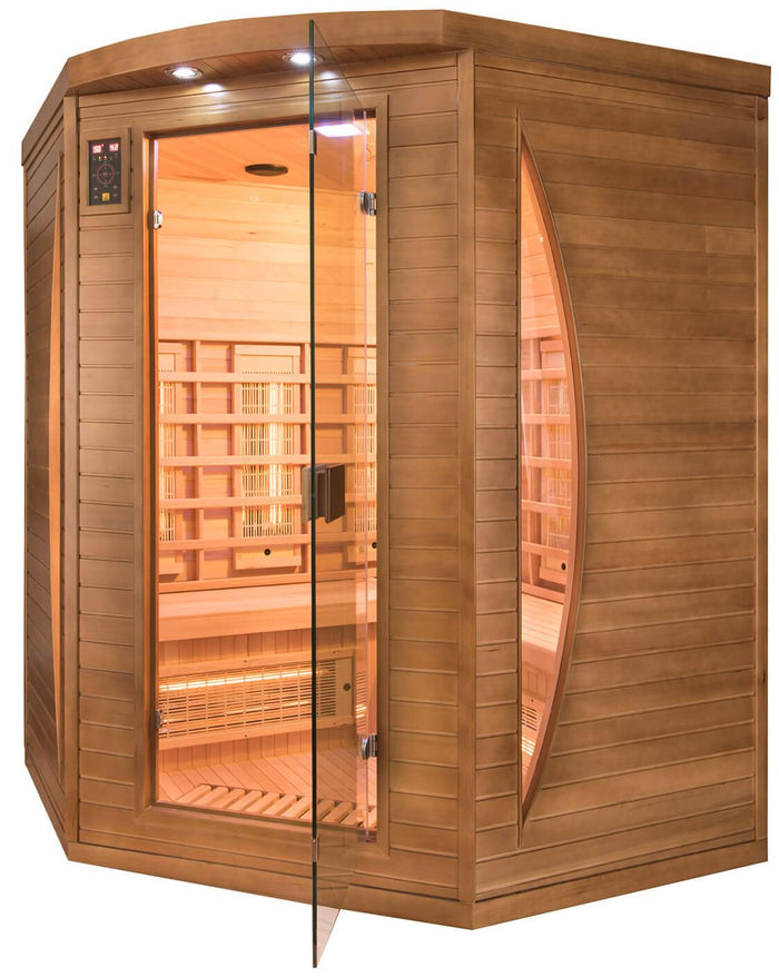 Sauna Finlandese ad Infrarossi 3 Posti 160x160 cm H200 in Legno di Abete Spectra 04C