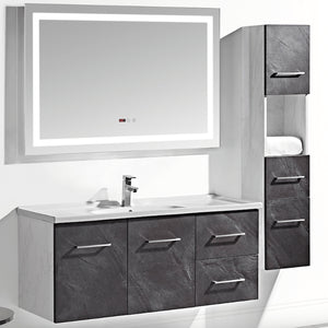 Mobile Bagno Sospeso 120 cm Lavabo Specchio e 1 Pensile Grigio Antracite