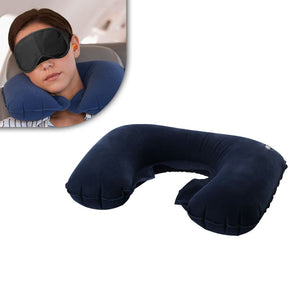 Cuscino Collo Gonfiabile Ergonomico per Viaggi Blu