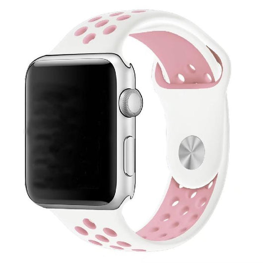 Cinturino Sport in Silicone per Apple Watch Bianco/Rosa 38 mm 134/97mm