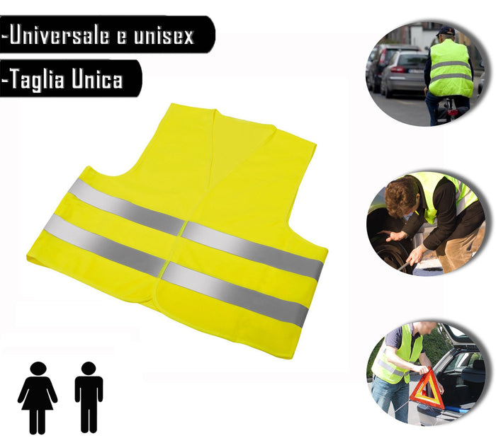 Gilet catarifrangente per emergenze e per le attività sportive universale unisex taglia unica