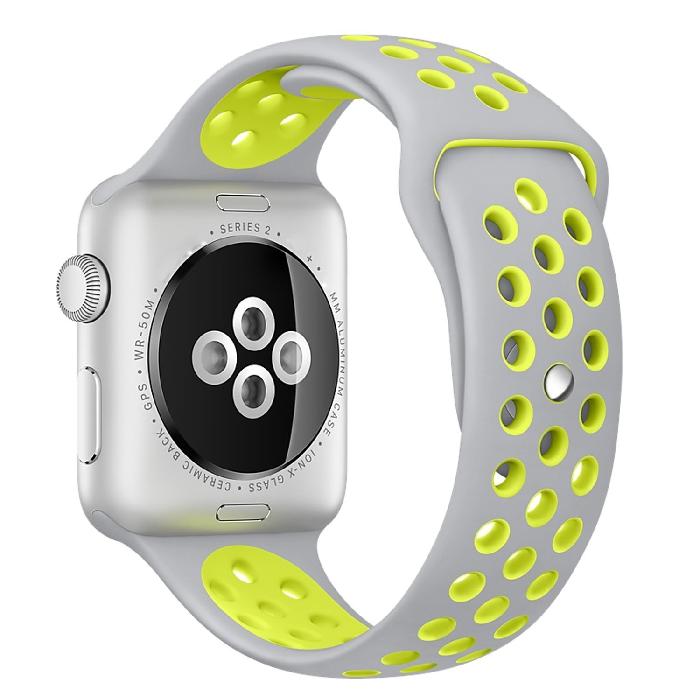 Cinturino Sport in Silicone per Apple Watch Grigio/Giallo 38 mm 134/97mm