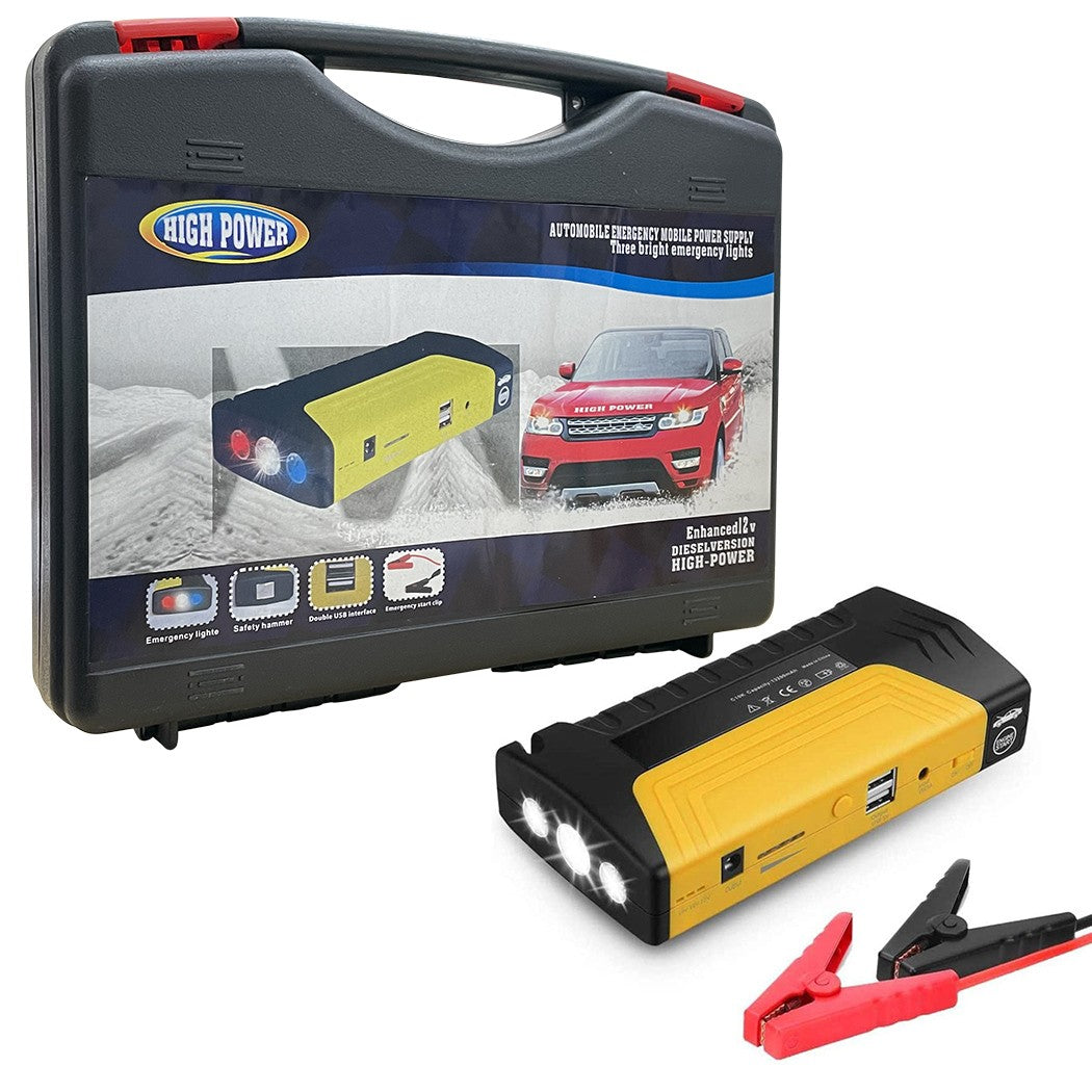 Jump Starter per Auto 300A 15000mAh Kit Emergenza Cavi Torcia Power Bank