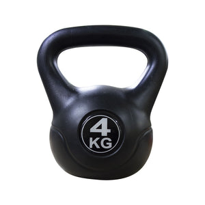 Kettlebell Fitness 4 Kg in PVC con Sabbia e Maniglia Nero